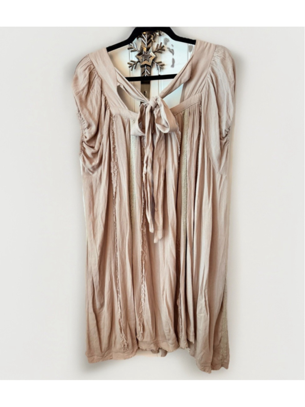 Oli & Hali Mocha Size L Bohemian Peasant Tunic Dress Oversized Lace Detail - Picture 5 of 10